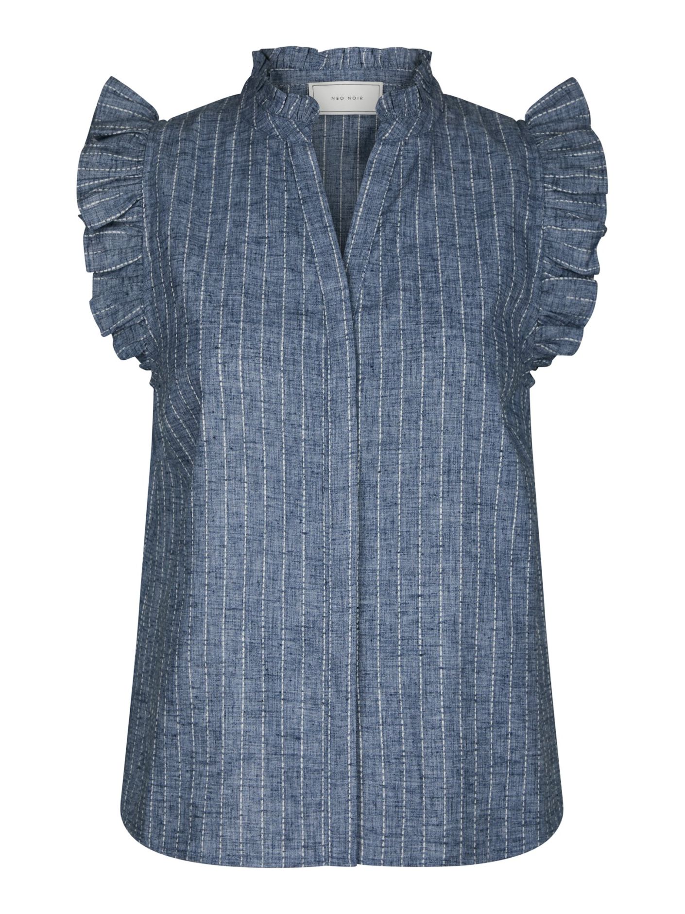 Neo Noir Siona Emb Stripe Top Blue - Bilde 4