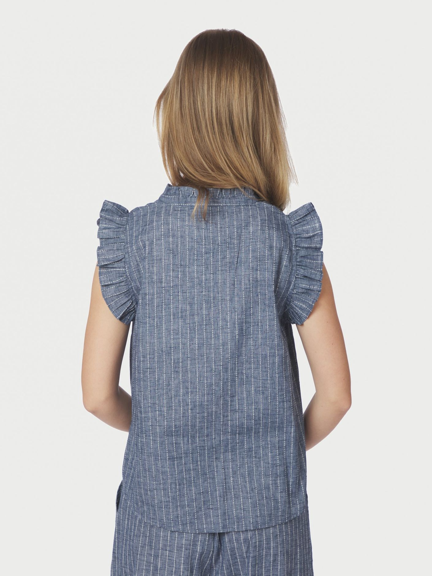 Neo Noir Siona Emb Stripe Top Blue - Bilde 2