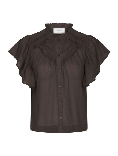 Neo Noir Vinsa S Voile Blouse Dark Brown