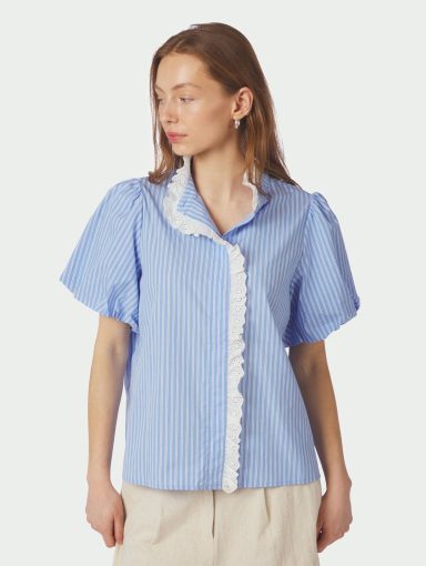 Neo Noir Ulia Stripe Blouse Blue