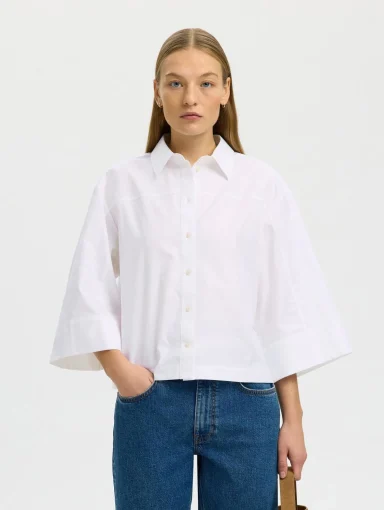 Selected SLFESTER Relaxed 3/4 Cropped Shirt