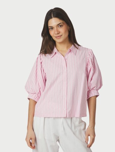 Neo Noir Etta Soft Stripe Stone Shirt Light Pink