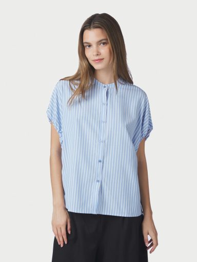 Neo Noir Englane Stripe Blouse Light Blue