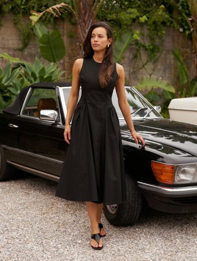 Neo Noir Zora Poplin Dress Black