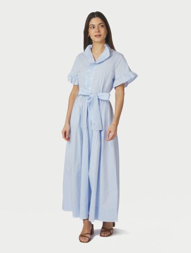 Neo Noir Nellie Soft Stripe Dress Light Blue