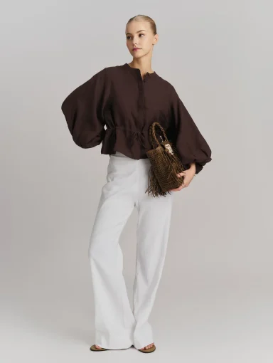 Ella & il Camille Linen Shirt Dark Brown