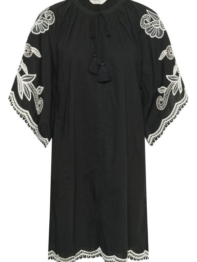 Part Two BreannaPW Dress Black W Offwhite Emb