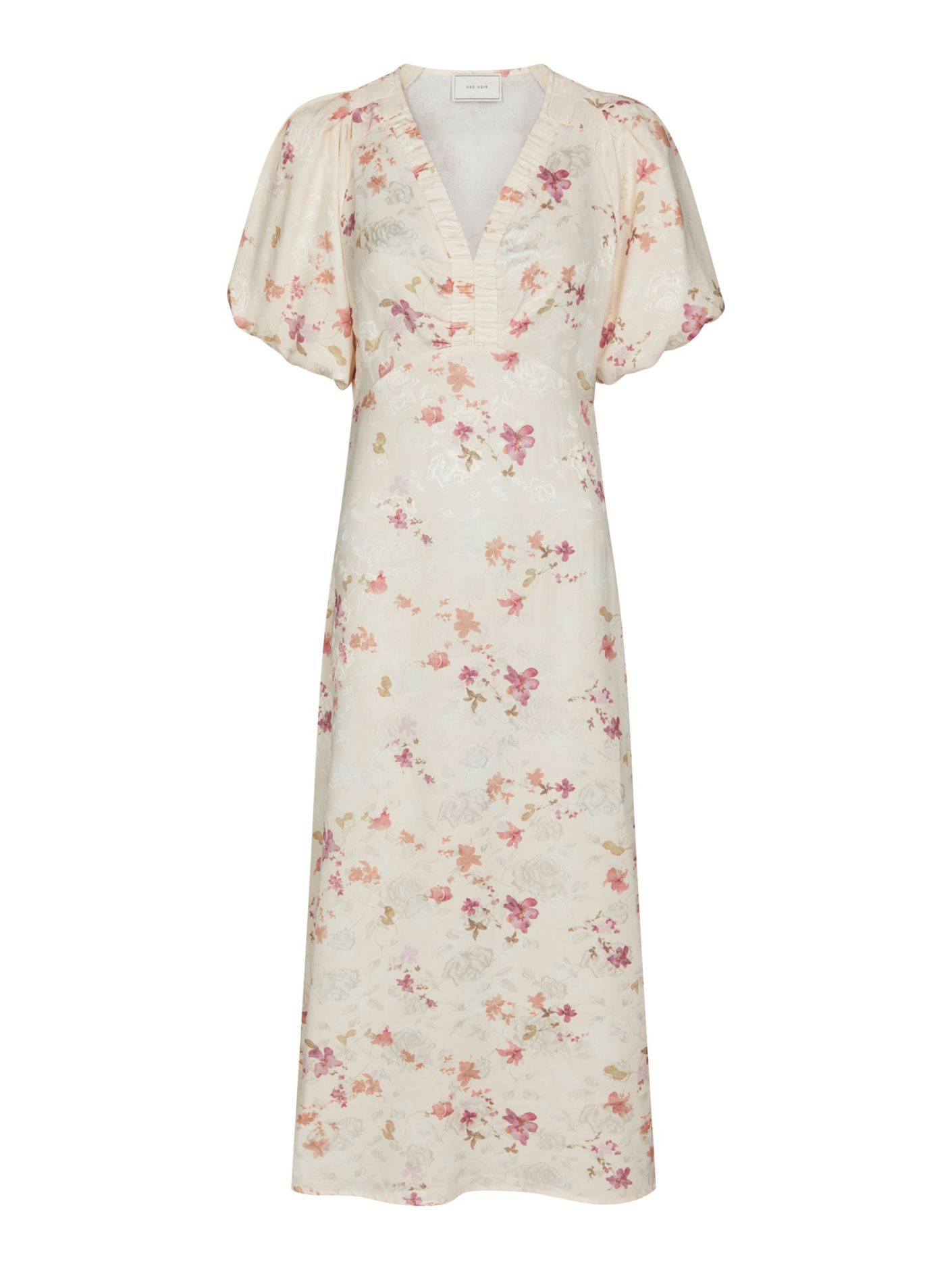 Neo Noir Illana Sateen Print Dress - Creme - Bilde 3