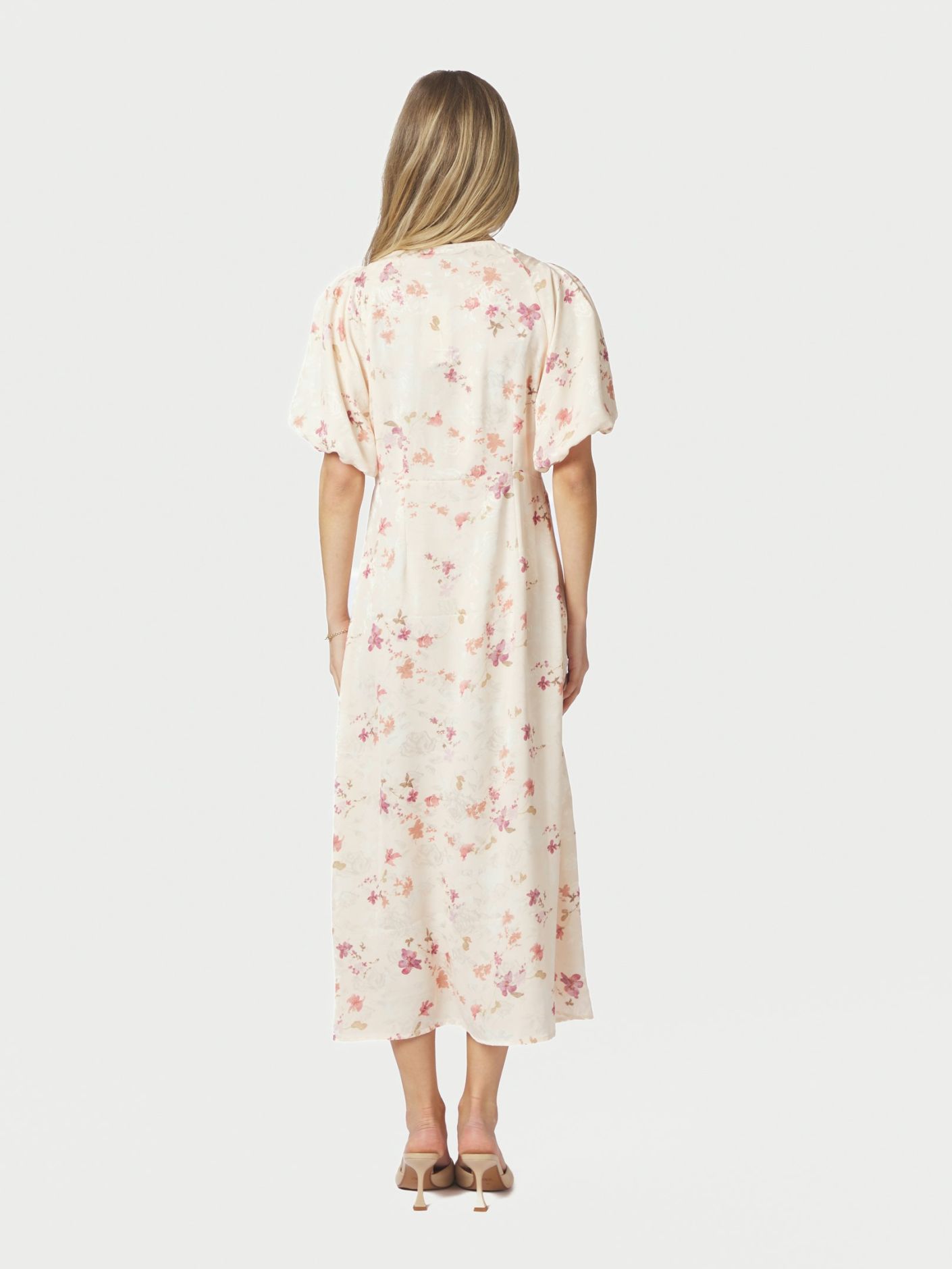 Neo Noir Illana Sateen Print Dress - Creme - Bilde 2