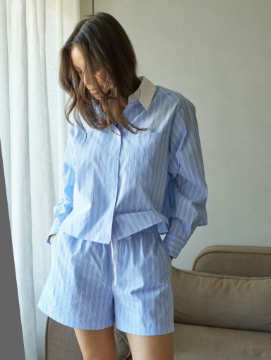 Neo Noir Camell Stripe Shorts Light Blue Stripe