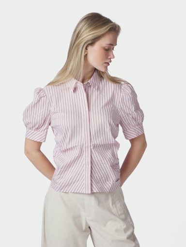 Neo Noir Frannie Structure Stripe Shirt Light Pink