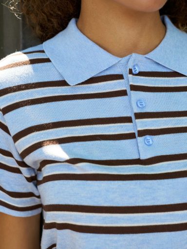 Neo Noir Mulann Polo Knit Blouse Light Blue