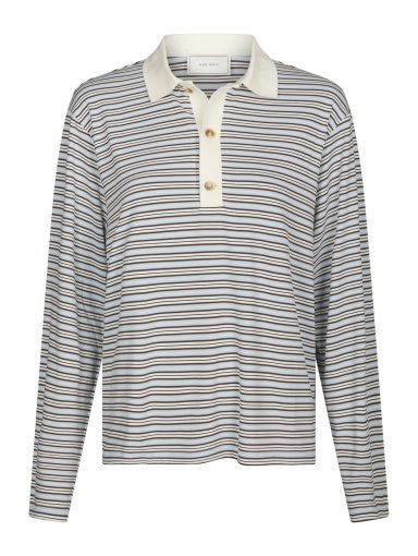Neo Noir Lirenne Striped Polo Blouse Light Blue
