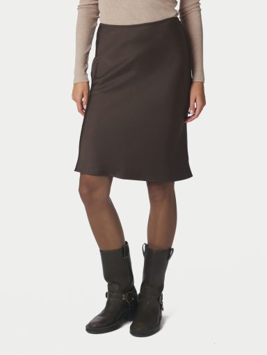 Neo Noir Mindie Heavy Sateen Skirt Dark Brown