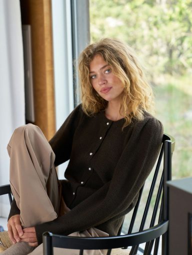 Neo Noir Nuna Knit Cardigan Brown
