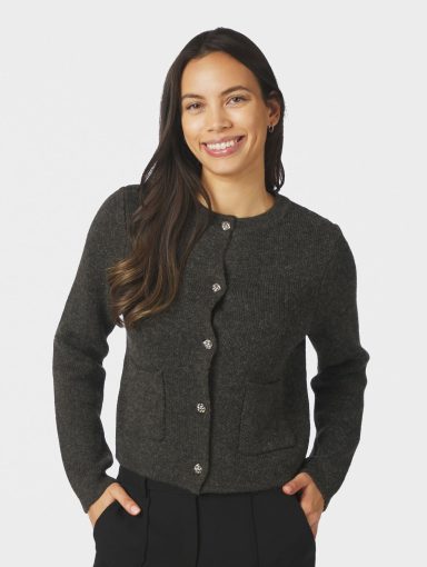 Neo Noir Elbie Knit Cardigan Antracit