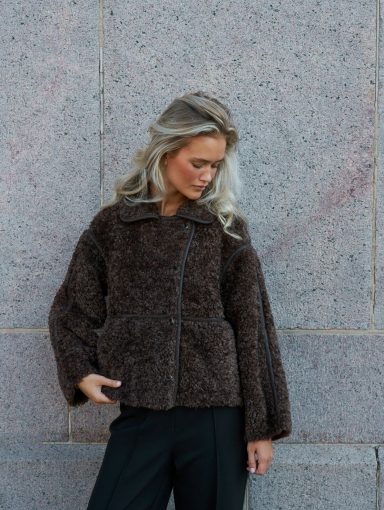 Neo Noir Castor Faux Fur Jacket Dark Brown