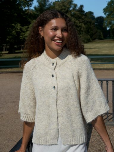 Neo Noir Benuta Fluffy Knit Cardigan Ivory