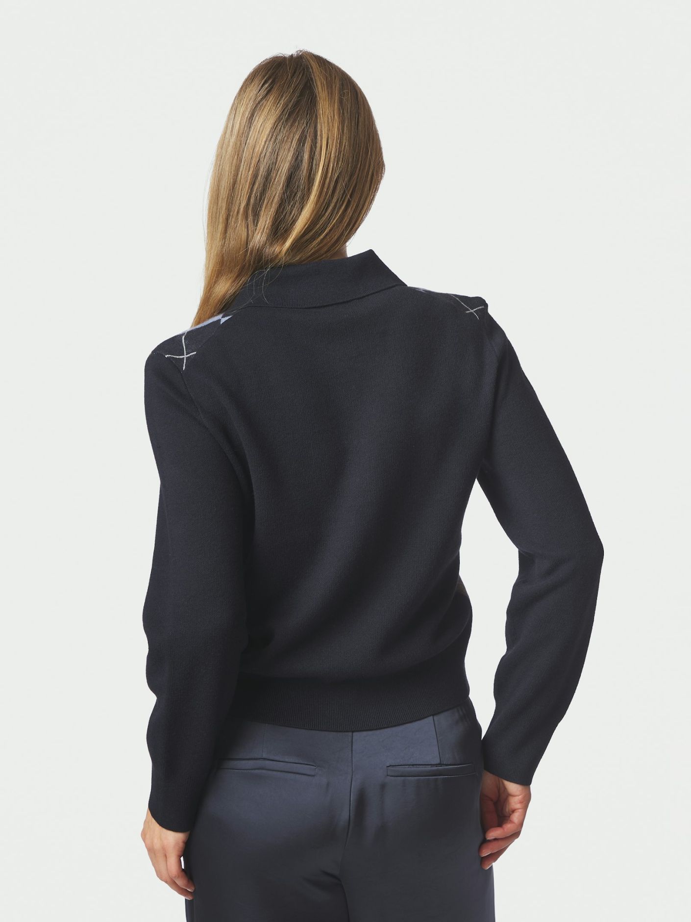Neo Noir Julina Check Knit Blouse Navy - Bilde 4