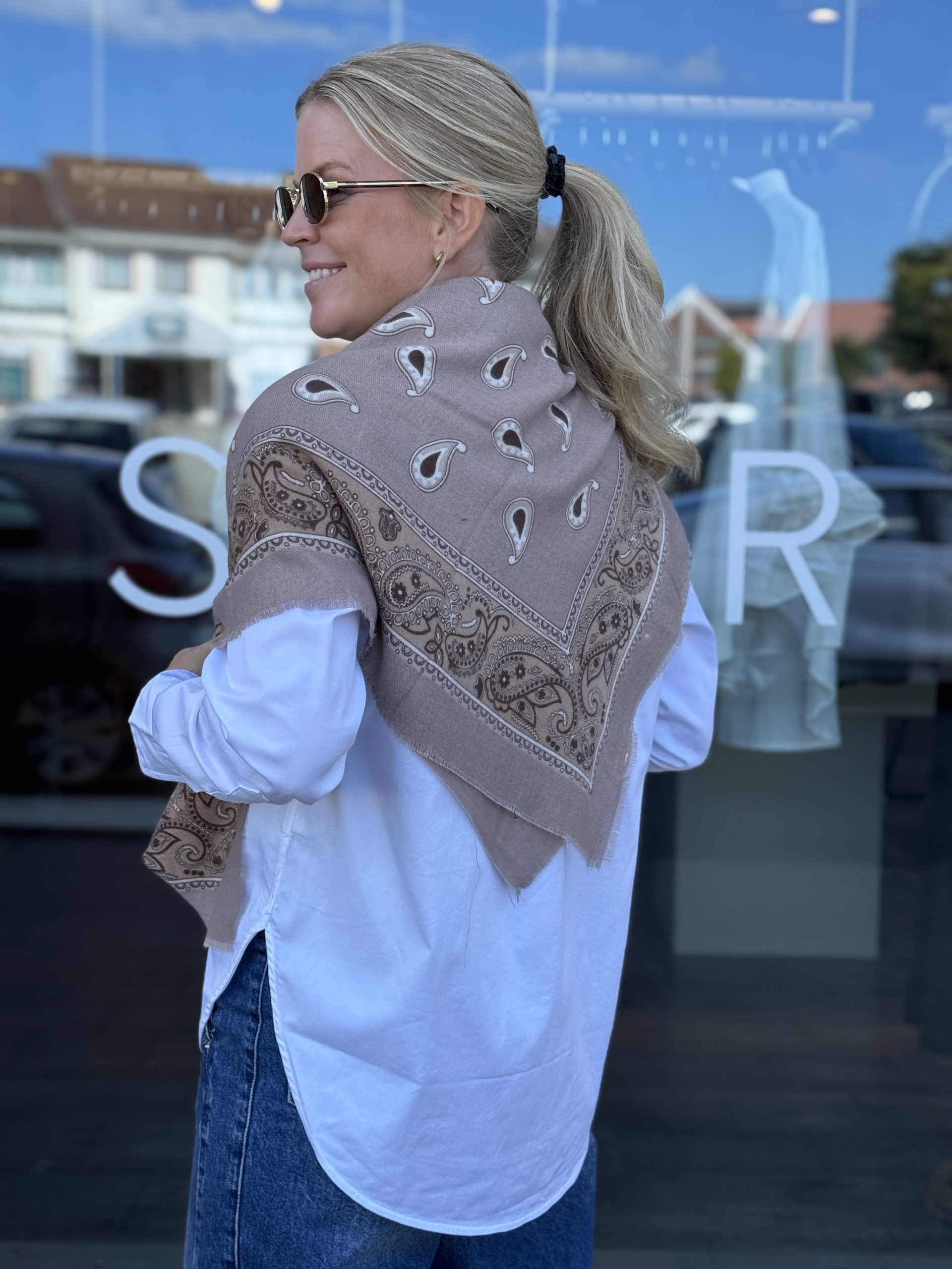 FPWL Paisley Scarf E-68020 Taupe