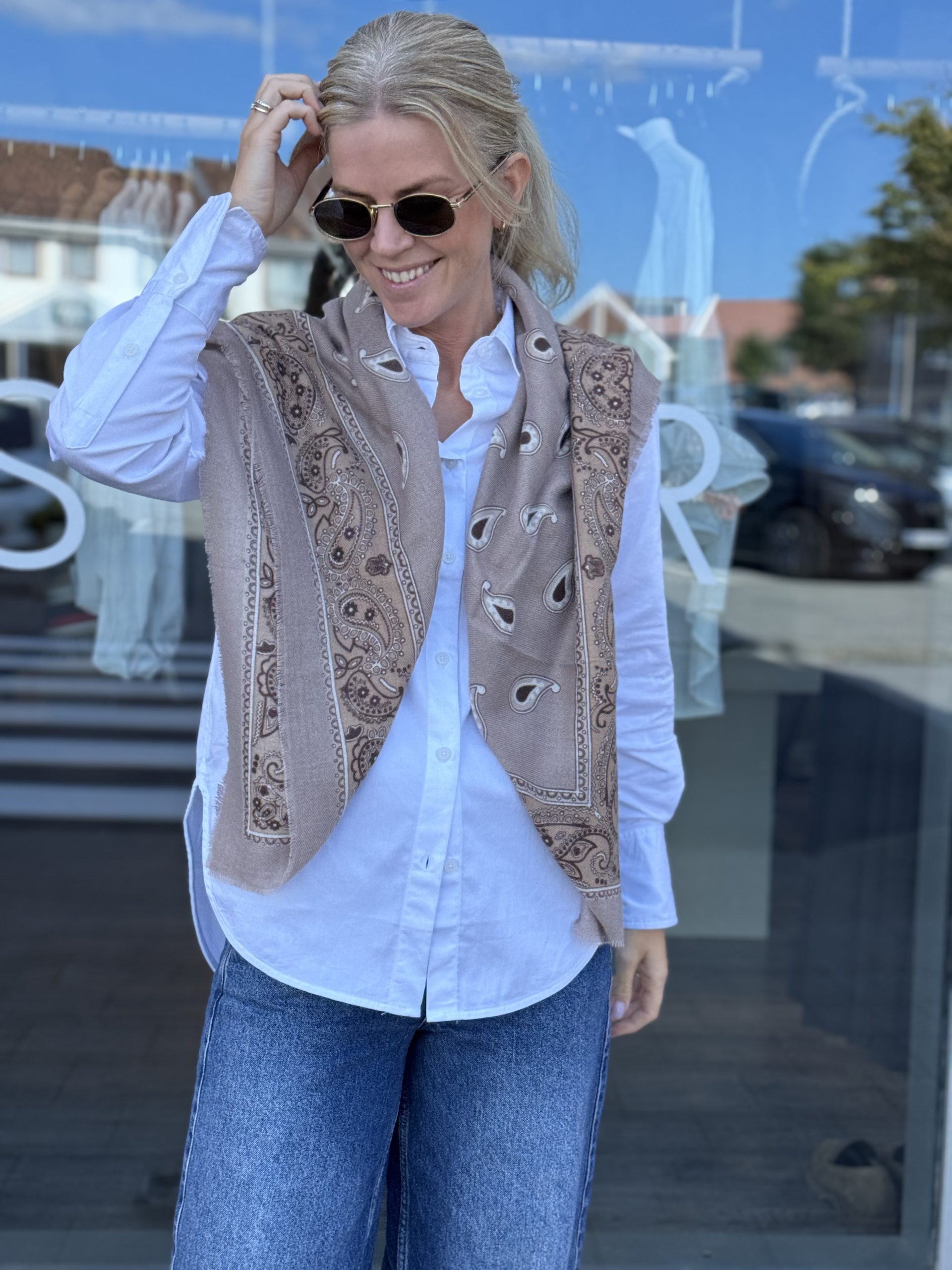 FPWL Paisley Scarf E-68020 Taupe - Bilde 2