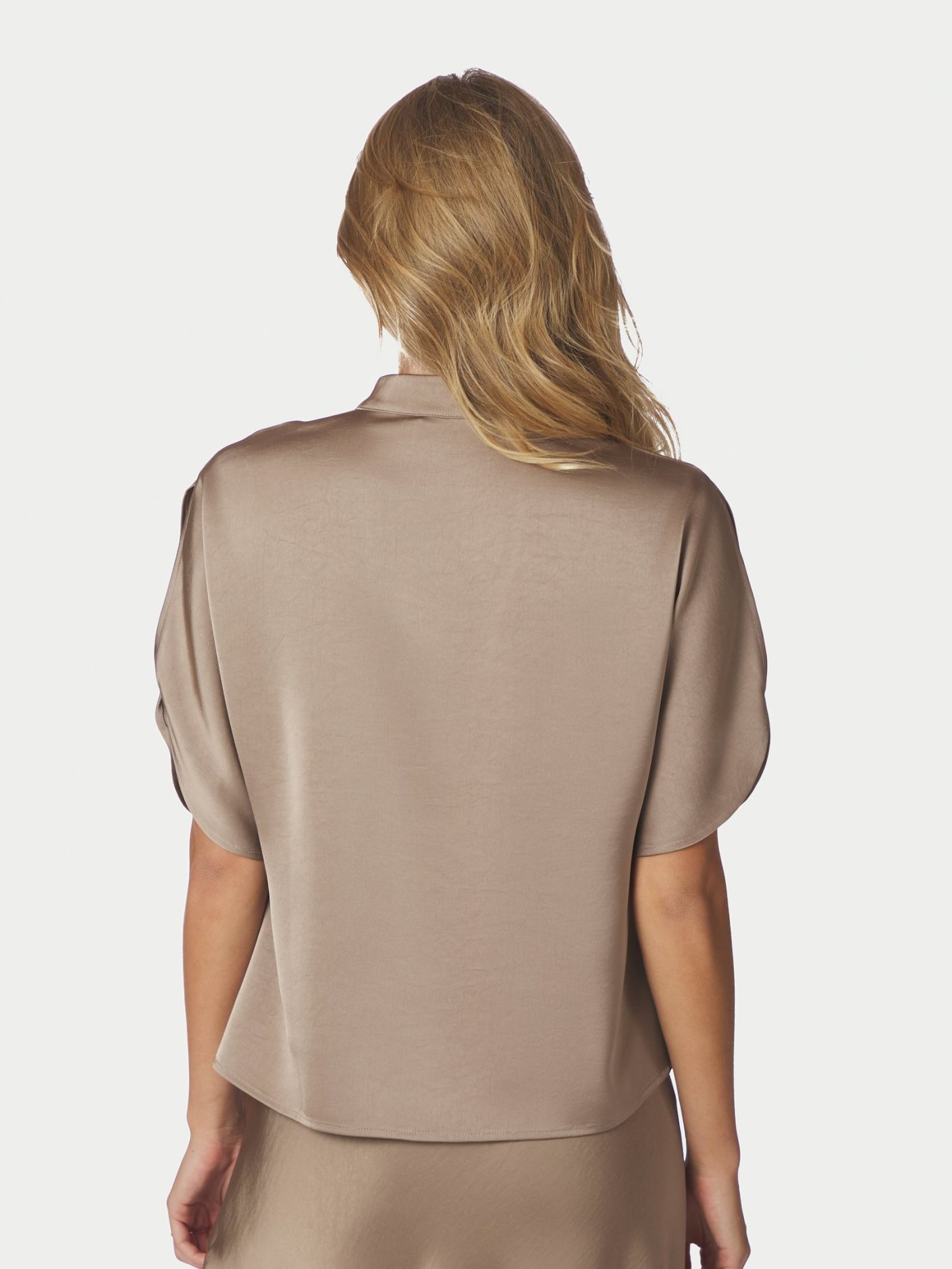 Neo Noir Anelle Heavy Sateen Blouse Dark Taupe - Bilde 3