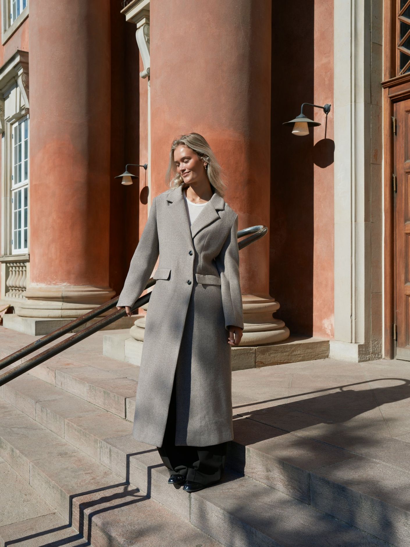 Neo Noir Corina Herringbone Twill Coat Beige Melange - Bilde 5