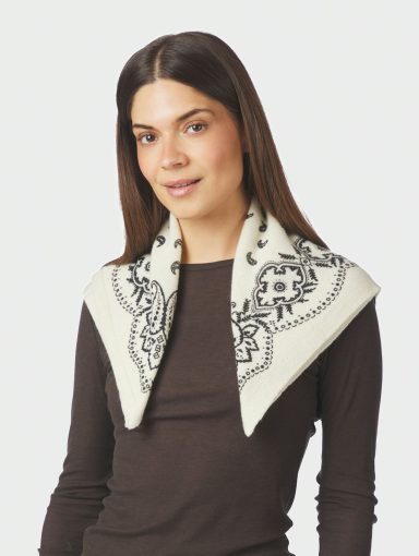 Neo Noir Adelina Paisley Knit Scarf Off White