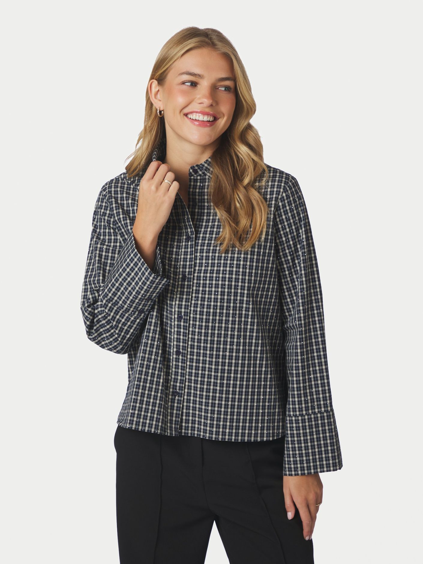 Neo Noir Drew Check Bedaz Shirt Dark Blue - Bilde 3