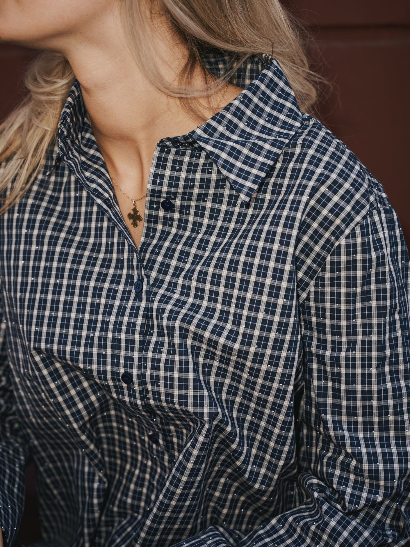 Neo Noir Drew Check Bedaz Shirt Dark Blue - Bilde 2