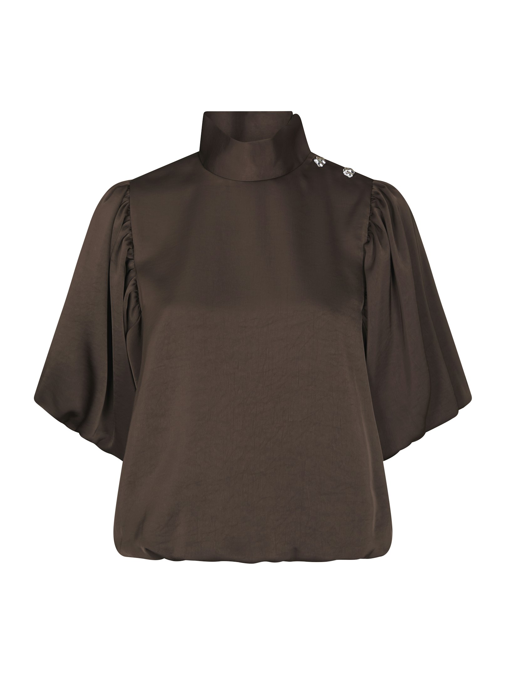 Neo Noir Parisa Heavy Sateen Blouse Dark Brown - Bilde 3