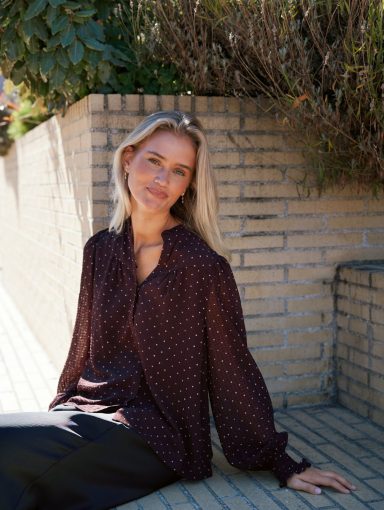 Neo Noir Astrida Dotted Blouse Burgundy