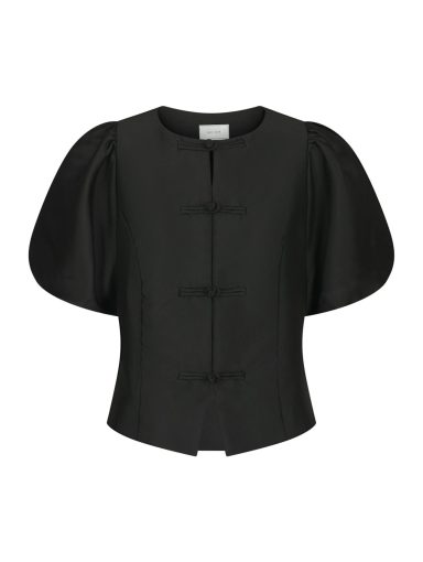 Neo Noir Anela Mandarin Dull Satin Blouse Black