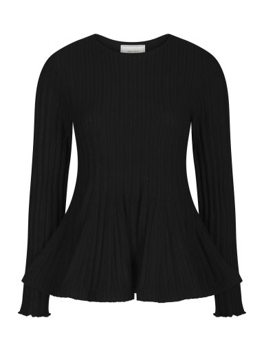 Neo Noir Wallina Peplum Knit Blouse Black