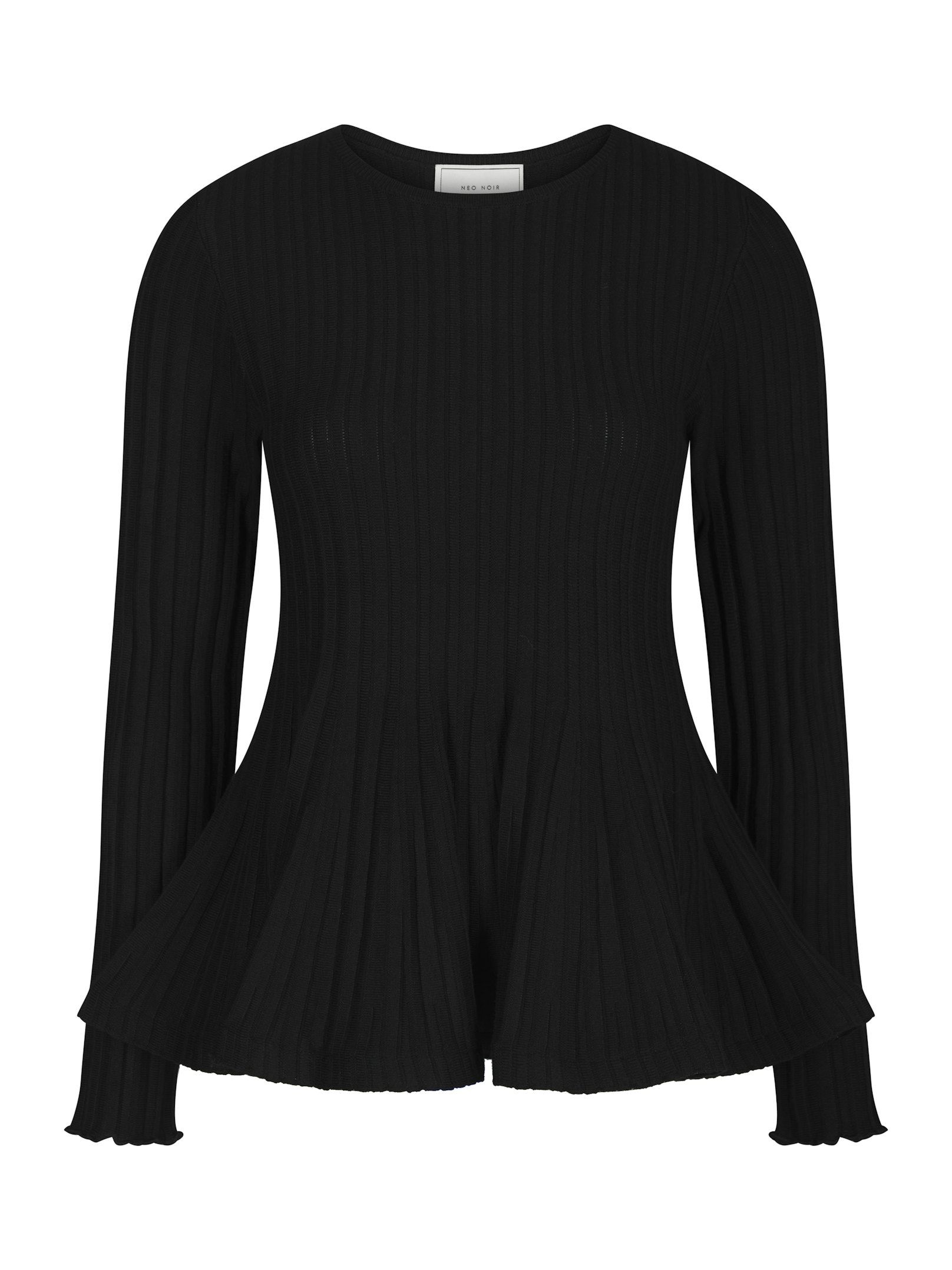 Neo Noir Wallina Peplum Knit Blouse Black