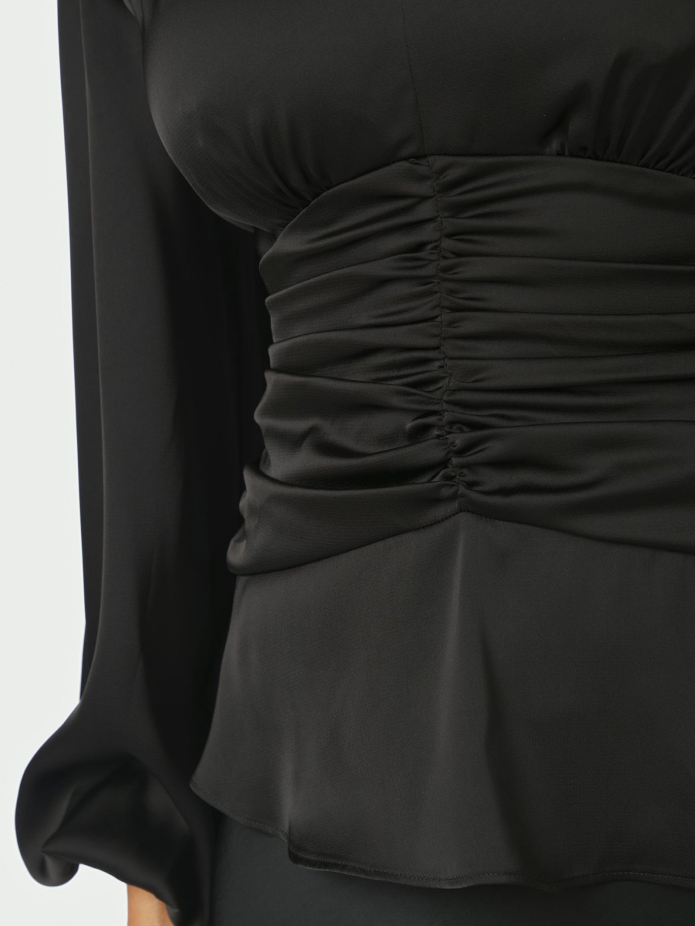 Neo Noir Pascal Drapy Satin Blouse Black - Bilde 2