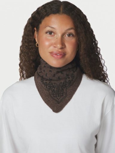 Neo Noir Ariya Paisley Knit Scarf Brown Melange