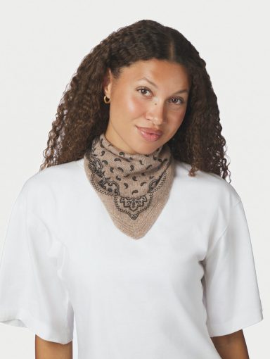 Neo Noir Ariya Paisley Knit Scarf Beige Melange